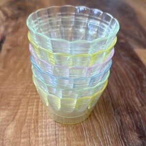 Vintage Colorful plastic dessert cups. Yellow, green, pink and blue. Super cute